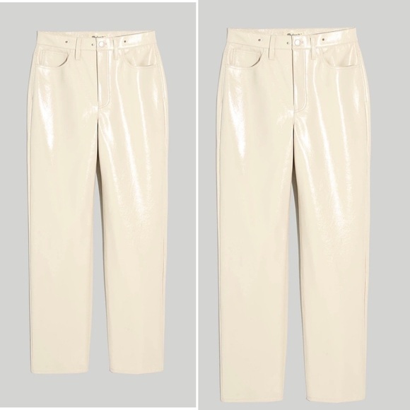 Madewell Perfect Vintage Straight Pant Faux Leather Edition Vintage Linen NWT 28 - Picture 3 of 7